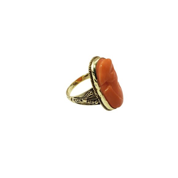 Vintage 14 Karat Yellow Gold Cameo Ring Size 6.5 - Picture 4 of 8